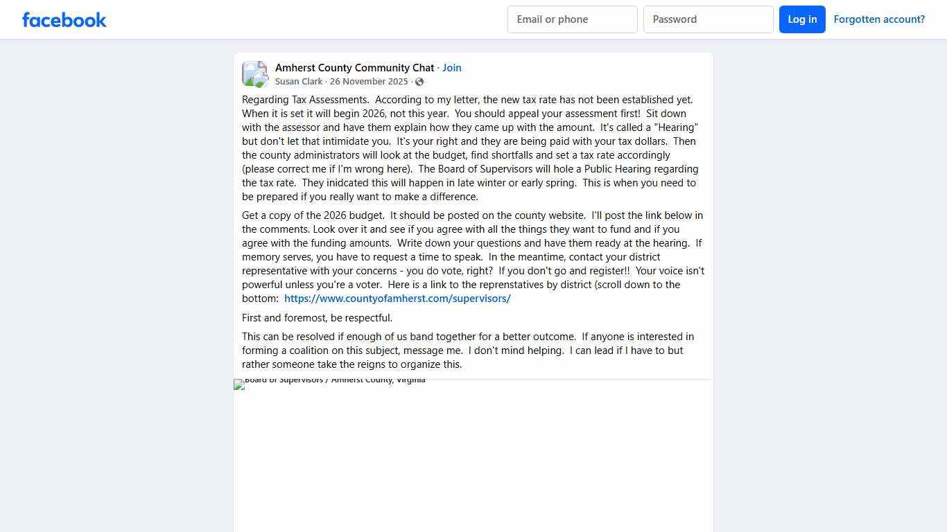 Amherst County Community Chat Regarding Tax Assessments Facebook